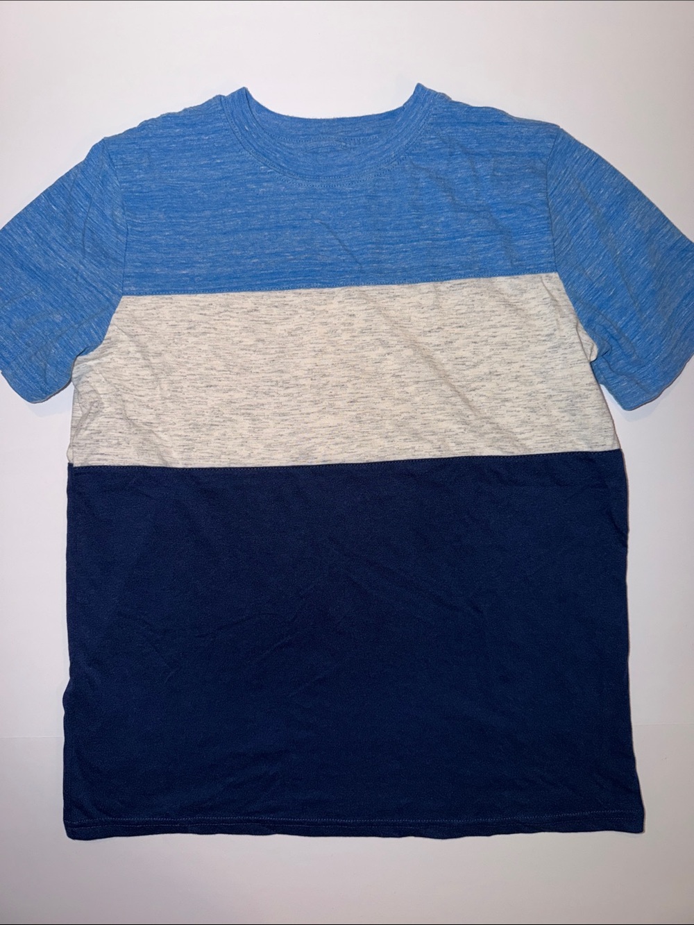Boys Colorblock Short Sleeve Tee - Blue, Cream & Navy - Large Husky